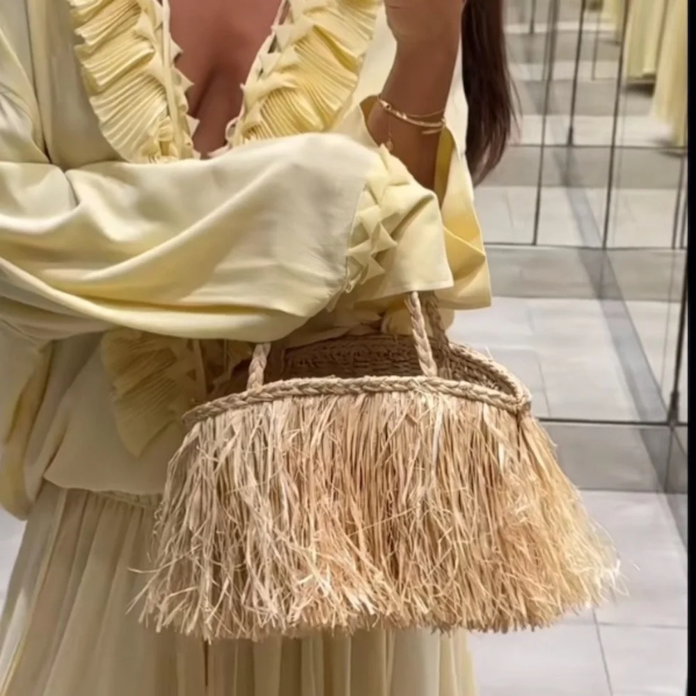 H&M fringe handbag raffia NWT LAST ONE - Picture 10 of 15